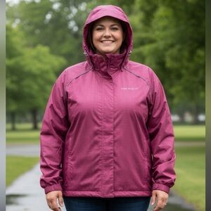 Prairie Mountain Kure Beach NC Pink wind breaker /rain jacket hooded XXL